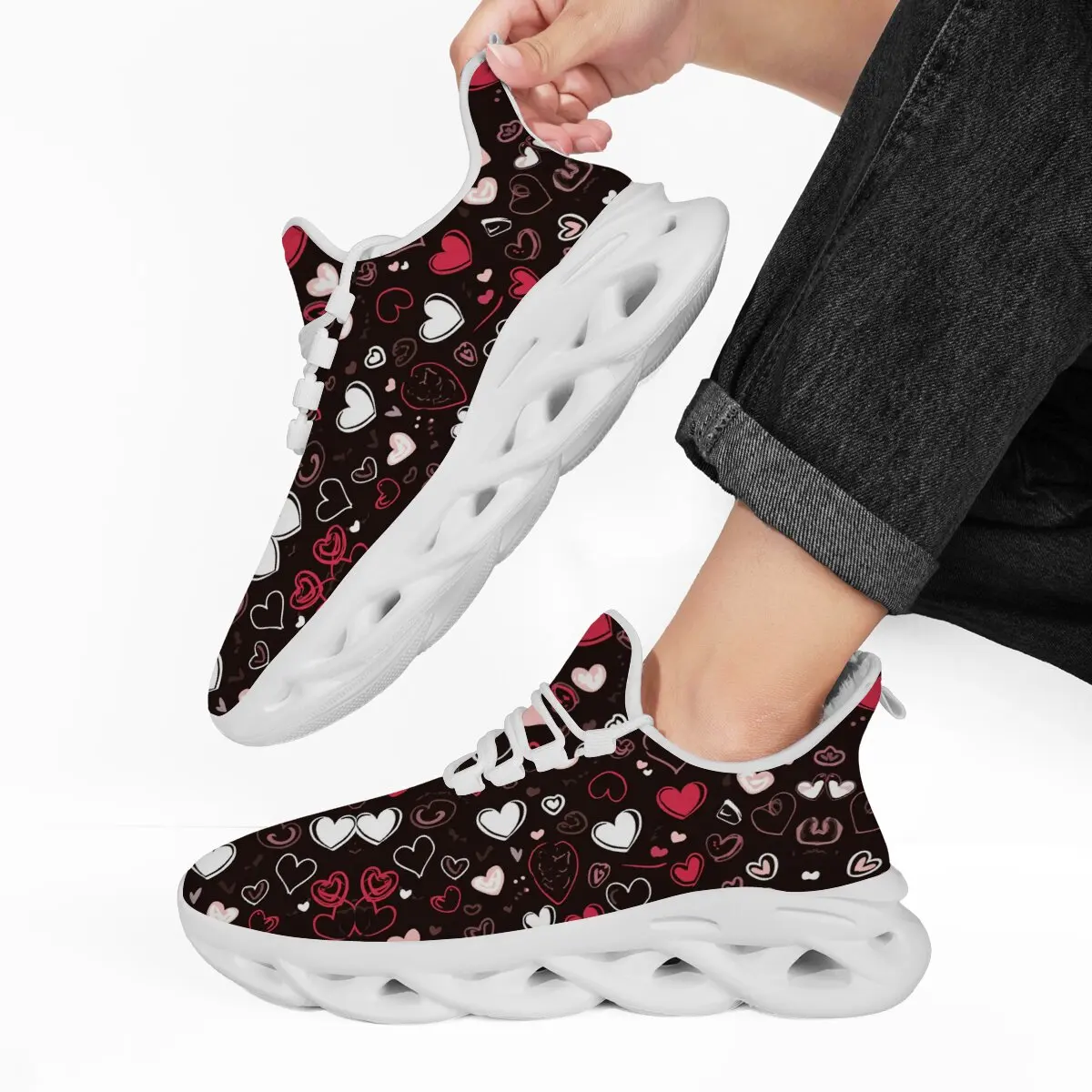 

Women's Shoes Casual Sneakers Breathable Men Running Sports Shoe Fleece Lined Heart Pattern Male Casual Sneakers Shoes