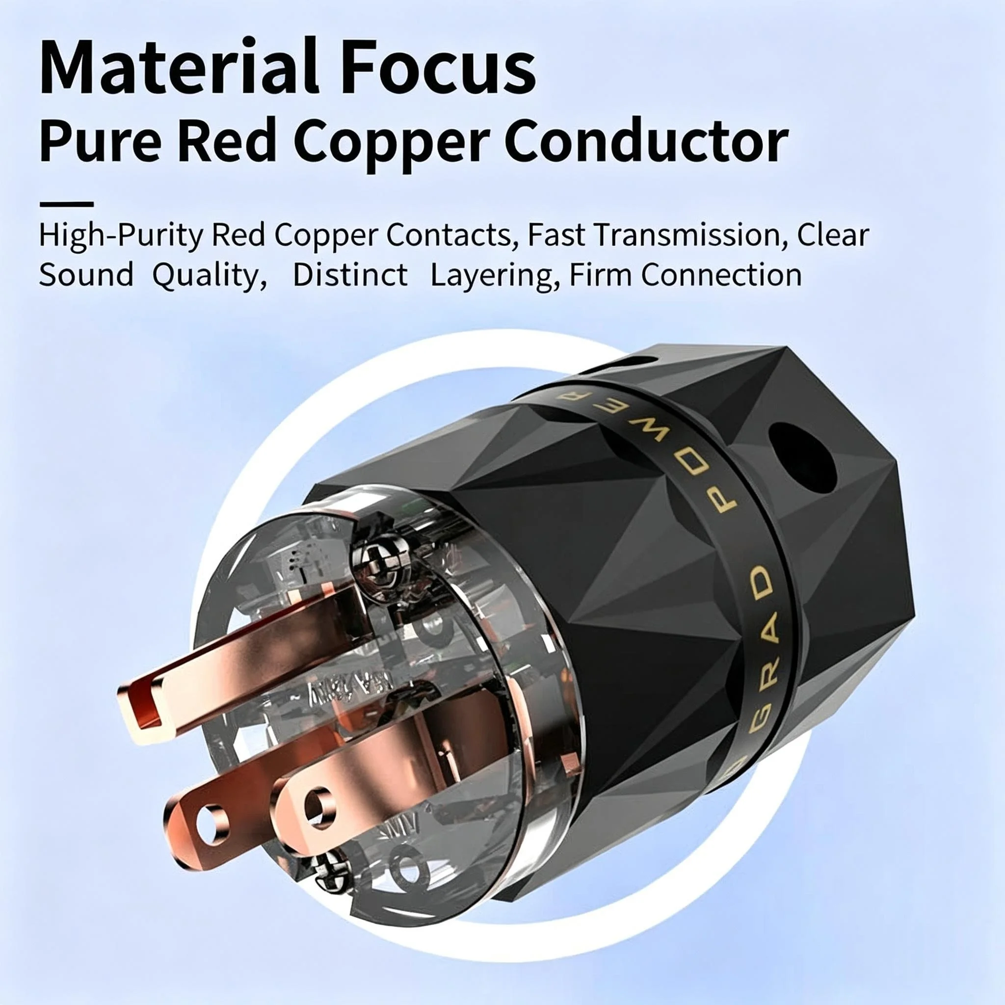Viborg Audiophile Reinkupfer US-Stromanschluss Rhodium-Beschichteter Stecker DIY HiFi-Verstärker Audio-Stromkabel Ersatz – Detail 3