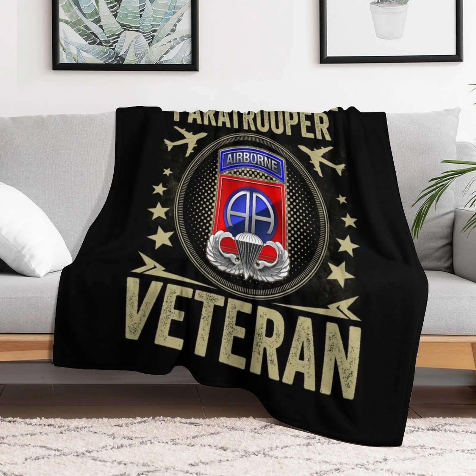 82nd Airborne Division Paratrooper Army Veteran Throw Blanket Bed Fashionable for sofa Sofa Blankets