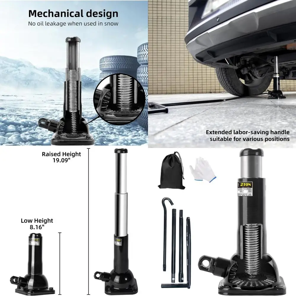 

2-Ton Capacity Car Jack & Stand, 4000 lb, Off-Road, 8.16-19.09, Compatible with Ford F150, Chevy Silverado, Dodge Ram, Toyota La