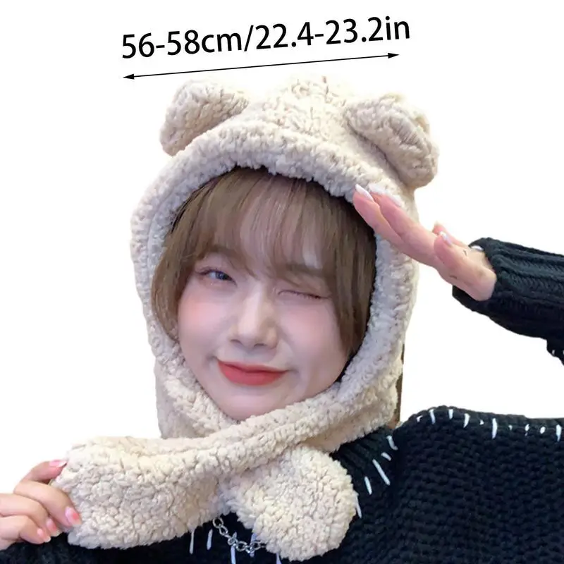 เด็ก WARM Plush หมวก Fluffy ฤดูหนาว WARM หมวกน่ารักหู Plush Earflap หมวกผ้าพันคออุ่นหมวกสําหรับหญิงสาวเด็ก