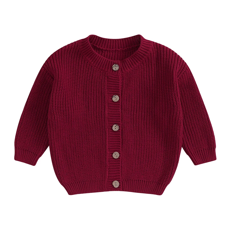 Toddler Baby Girl Boy Cardigan Sweater Knit Chunky Crewneck Long Sleeve Open Front Sweaters Winter Clothes