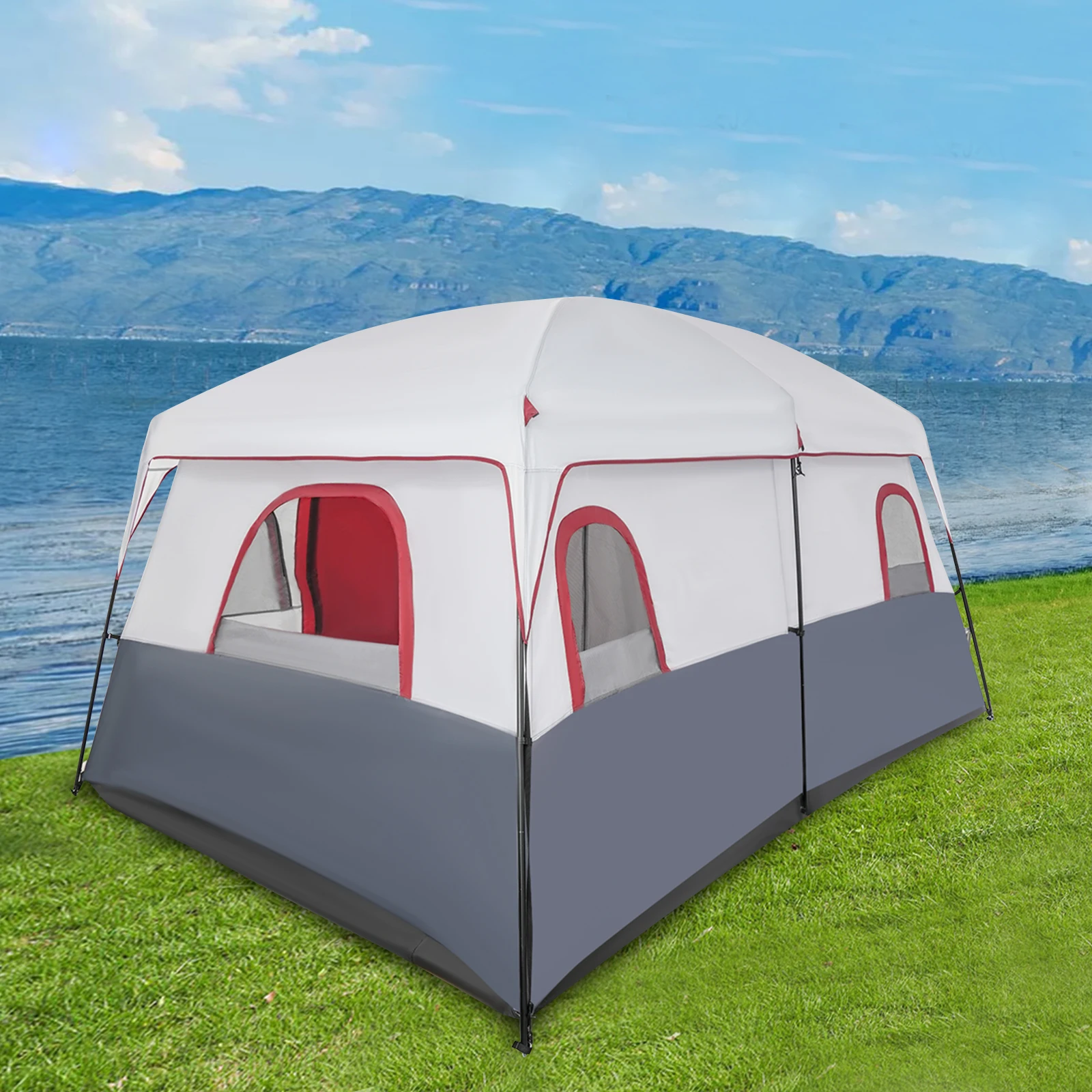 

Семейная палатка для кемпинга и отдыха на природе, 4.3*3.05*2.03м, премиум-класса, для 8-12 человек