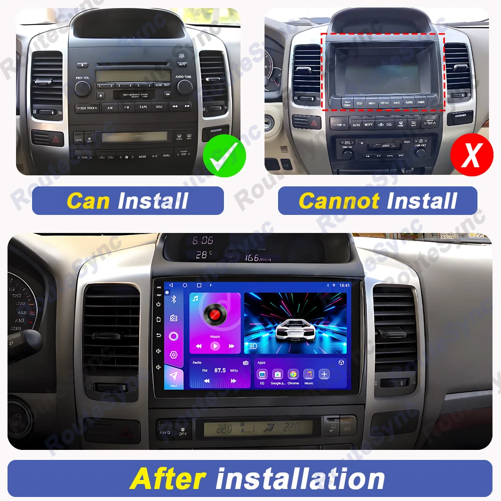 Android 16 Car Radio For Toyota Land Cruiser Prado 120 3 III For Lexus GX470 GX 470 J120 2002 - 2009 Multimedia Video Player BT