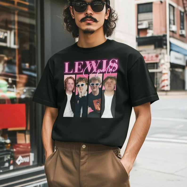 Lewis Capaldi Tour Vintage T-shirt Funny Y2K Retro Tee Pop Star Fan Merch Gift Funny Meme Y2K T-shirt Men Women Streetwear Tee