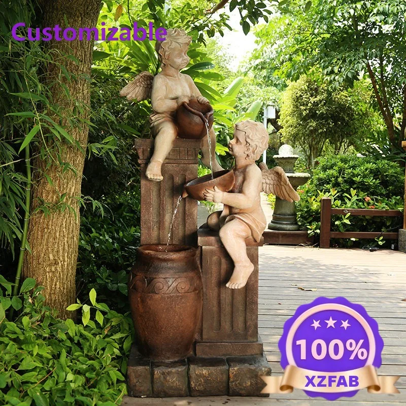 Factory Direct 2026 Angel Fountain Outdoor Water Feature European Style Courtyard Decor For Garden Landscape Arrangement Flowing