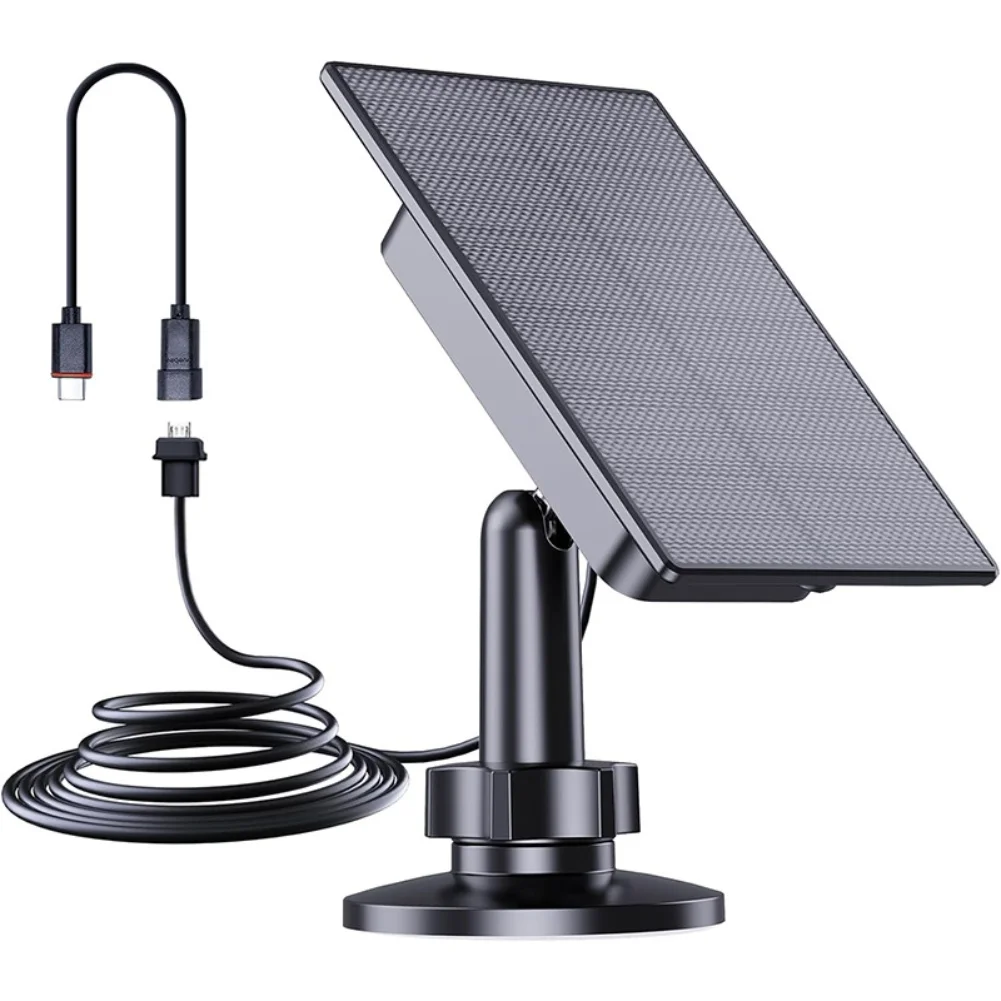 2W Solar Panel Charger for Outdoor Cameras with High Efficiency Monocrystalline Silicon and Flexible 360 Degree Bracket