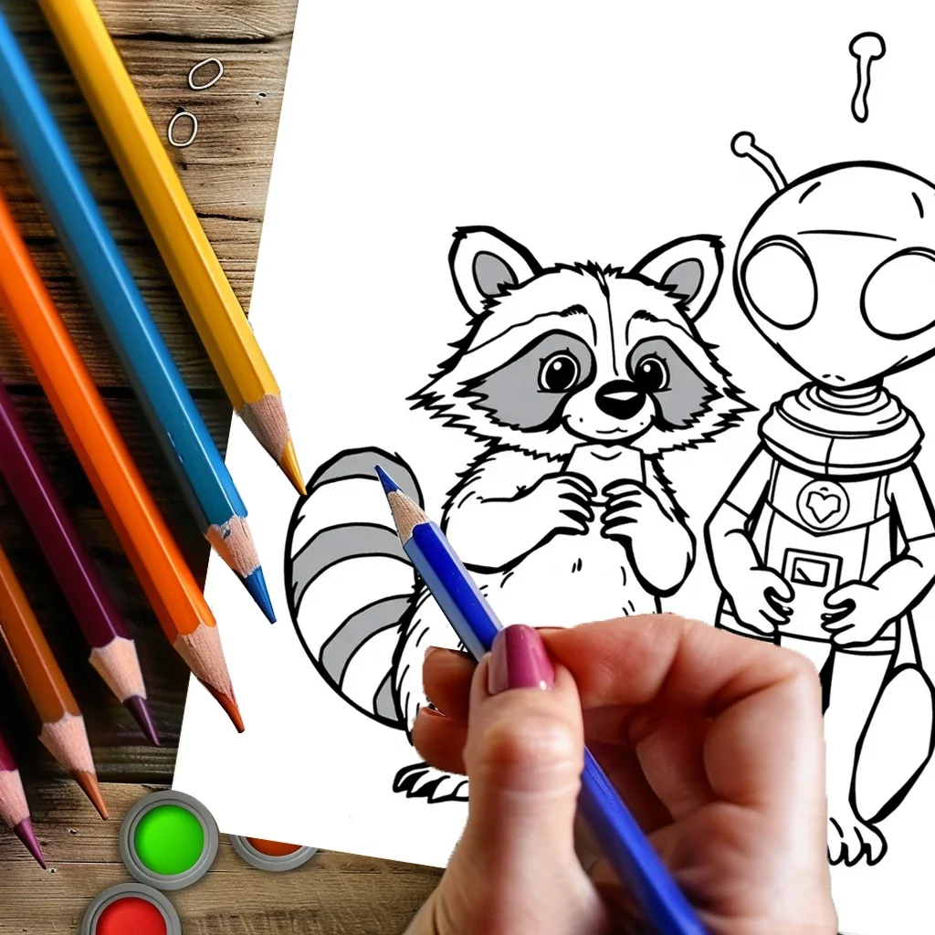 大人のためのエイリアン動物の友達の塗り絵 |   28ページの塗り絵、クリスマスや感謝祭のための画材