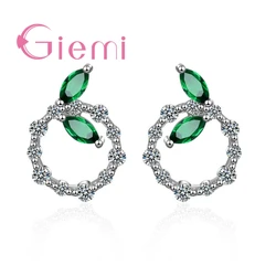 New Hot Fashion Women Green Leave Stud Earrings For Wedding Engagement Party Jewelry Cheap 925 Sterling Silver Trendy Earring