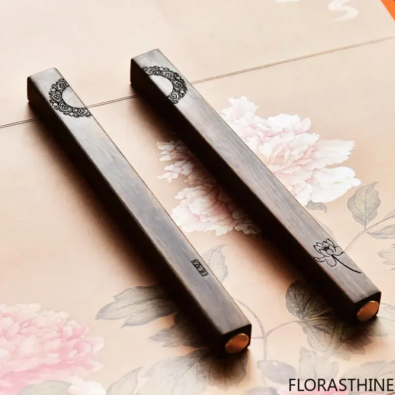 Chinese Calligraphy Paperweight Wood Brass Creative Paper Pressing Study Ornaments Simple Classical Portable Calligraphy Supply