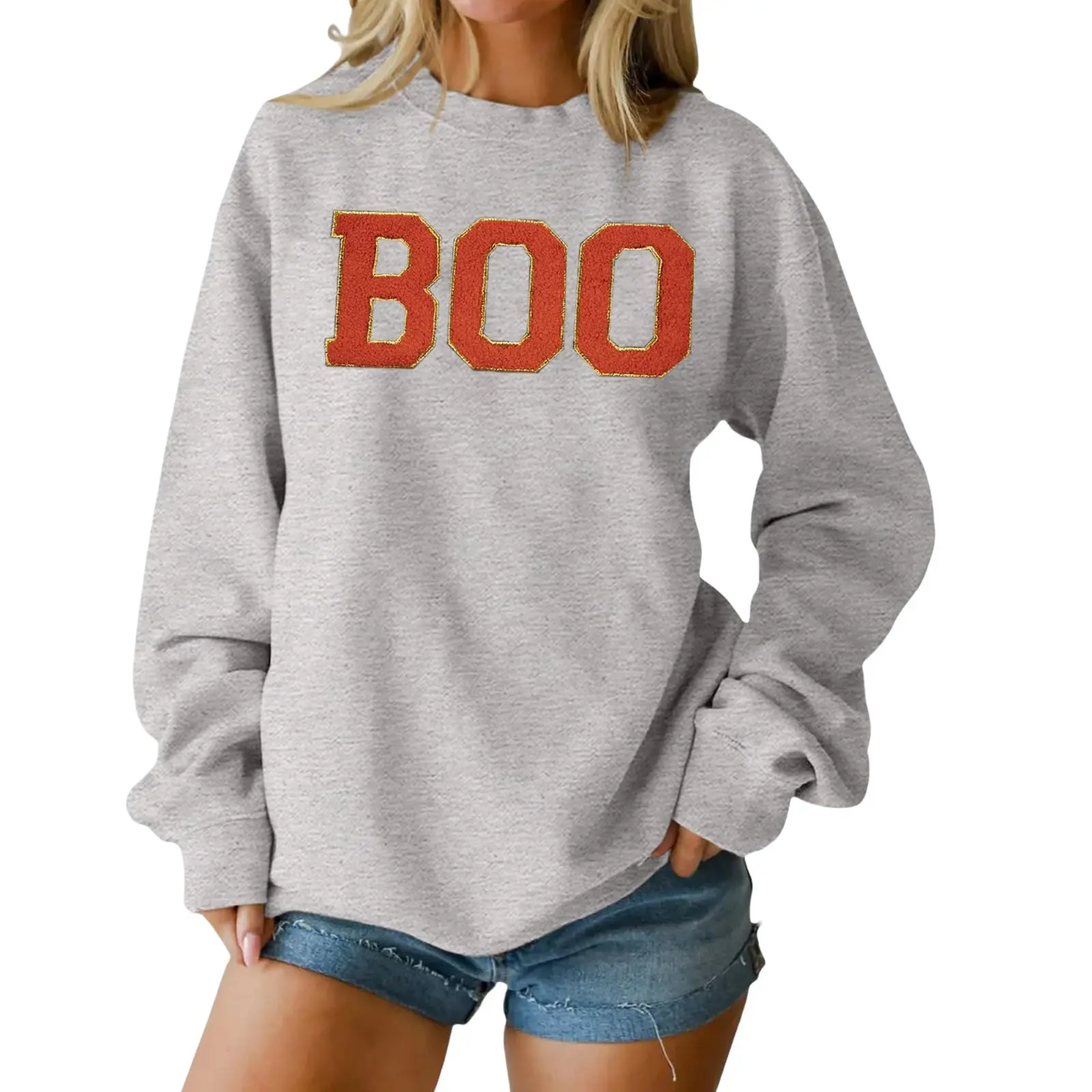 Nouveaux vêtements d'hiver femme col rond imprimé hauts coton décontracté mode à manches longues pull haut chemisier femme vêtements