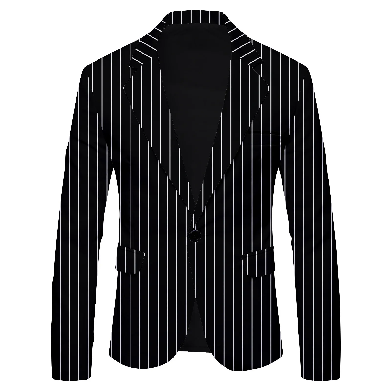 

Mens Stripe Print Suit Turn-Down Collar Long Sleeve Slim Fit Elegant Western-Style Clothes Party Cocktail Club Overall Garments