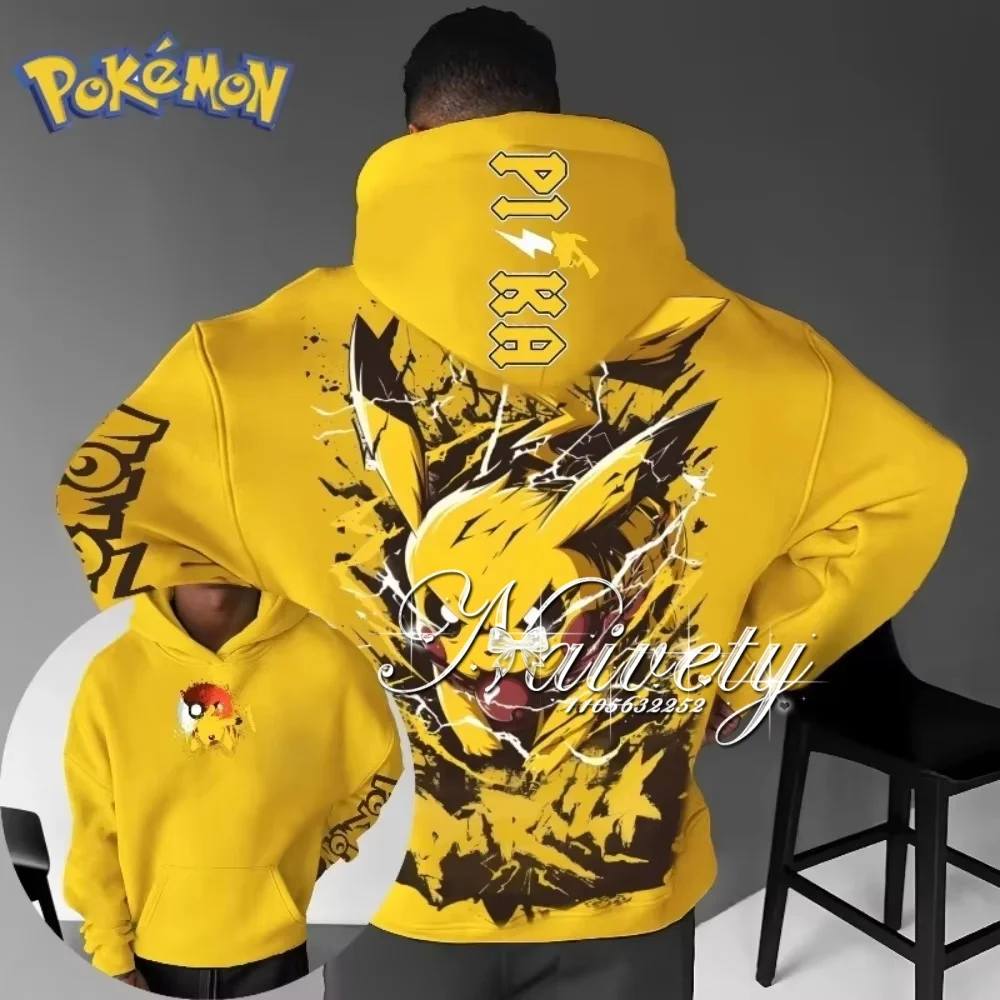 Sudadera con Capucha con Estampado de Pikachu de Pokémon, Otoño-Invierno 2026, 100% Algodón, Sudadera de Anime y Manga, Ropa Deportiva para Adultos, Niños y Familias, Estilo Y2K