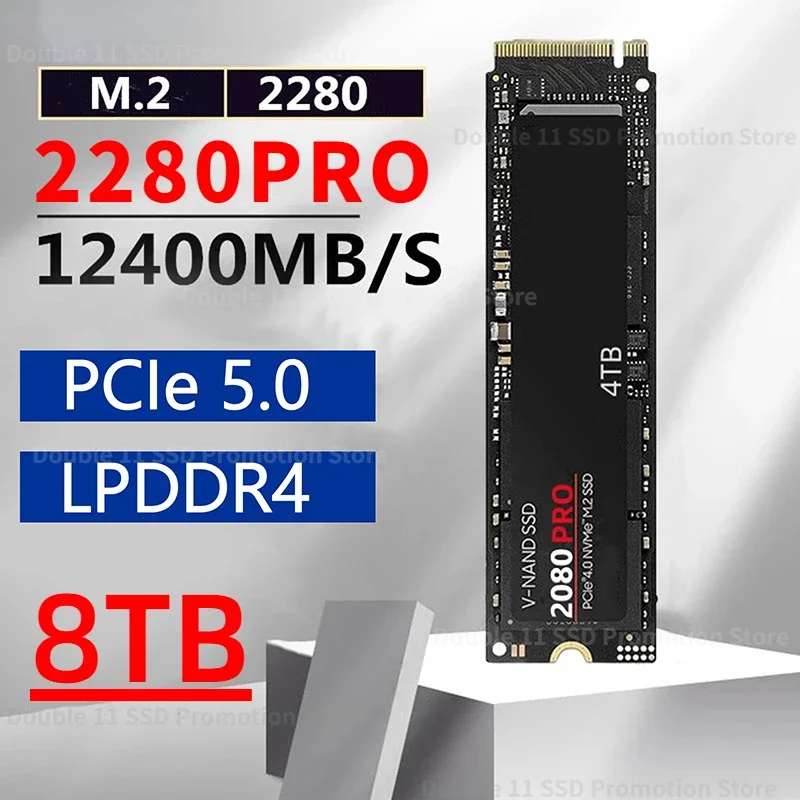 

8TB Ssd Solid State 2080PRO Hard Drive NGFF M.2 Ssd NVME PCIE 4.0 Max Read 12000 Mb/s Gaming Internal Hard Disk For Pc Laptop