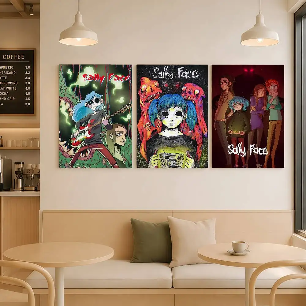 Game S-Sally F-Face Posters Wall Art Retro Painting Home Room Cafe Club Dorm Wall Decor