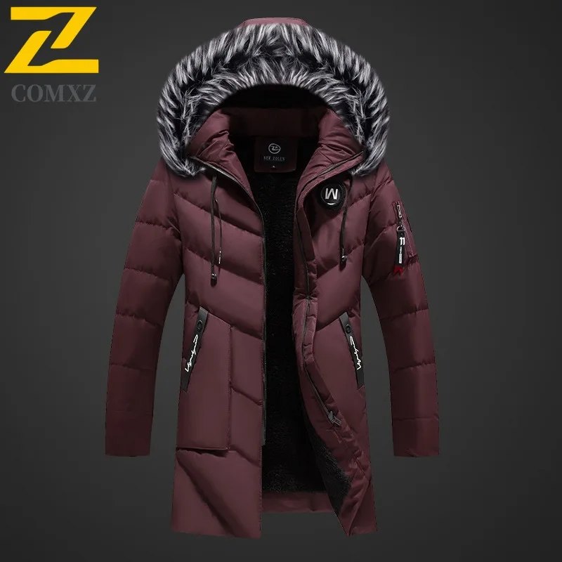 Men Parka Coat 2025 Hooded Trendy Windproof Outdoor Skiing Warm Winter Jacket Travel Snow Sports Lightweight Long Down Jacket