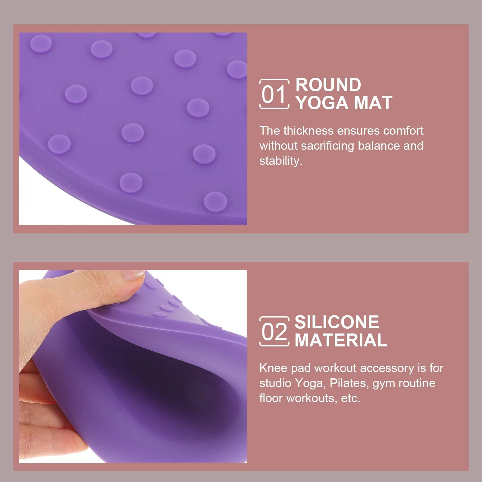 

Yoga Knee Protector Silicone Pad Non-Slip Round Cushion Thick Comfortable Support Mat for Pilates Floor Exercises