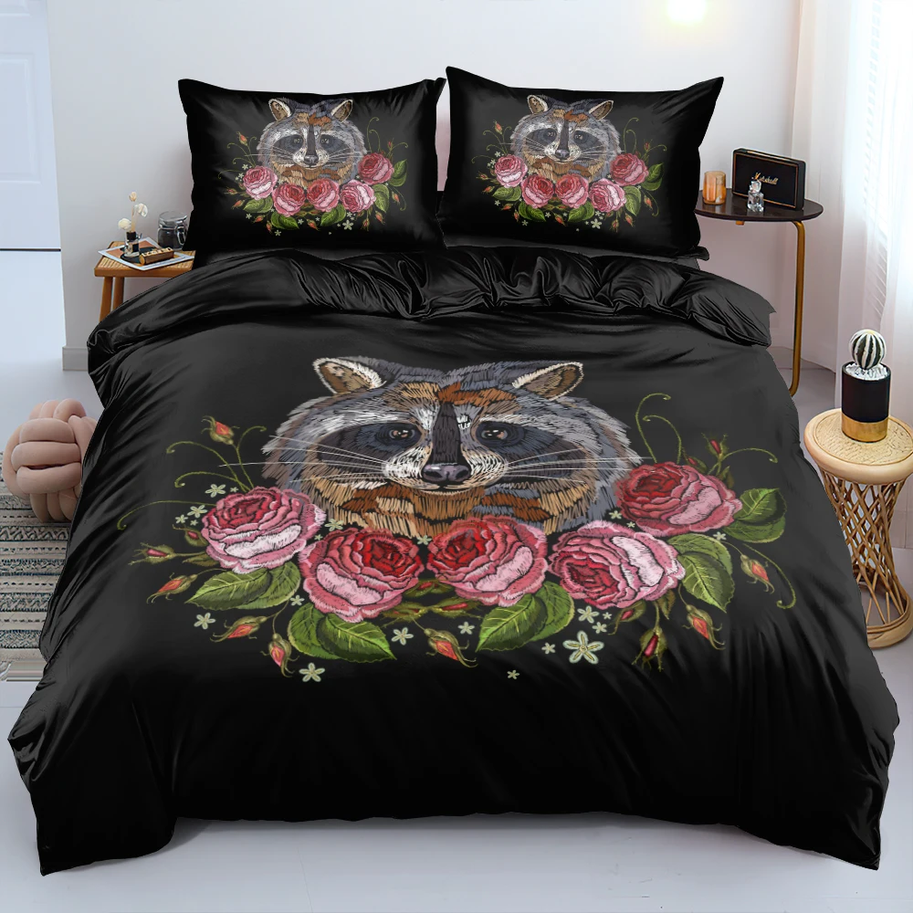 3D Funny Driving Raccoon Duvet Cover Set Intense Color Quilt Cover Set Twin Queen King Size 265x230cm Bedding Set Home Textile