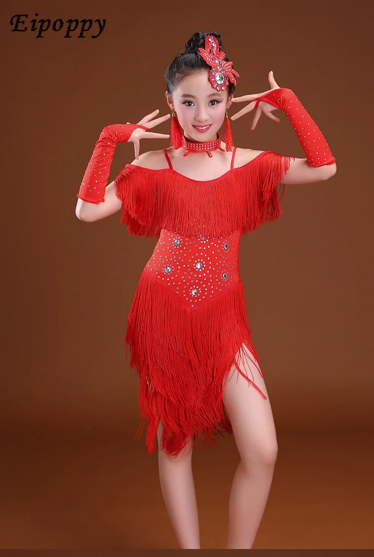 어린이용 라틴 댄스 원피스, 태슬 드릴 테스트 채점, 어린이 댄스 연습복, 여아 가을 공연 원피스, 신제품