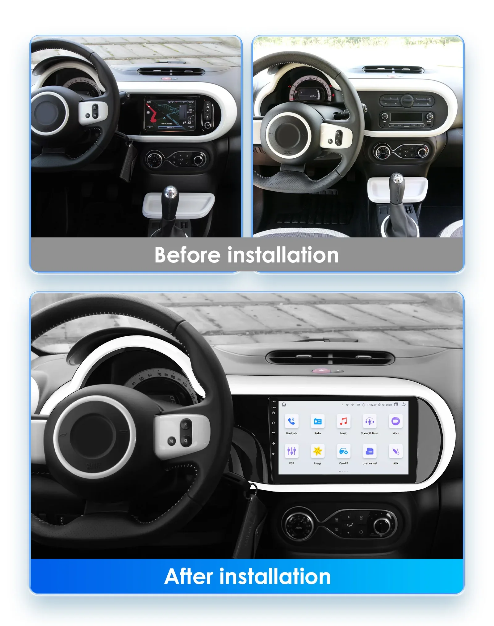 9inch 7862 8Core 360°Camera LTE CarPlay Android Auto Car Multimedia Player for Renault Twingo 3 2014-2024 GPS Stereo Head Unit