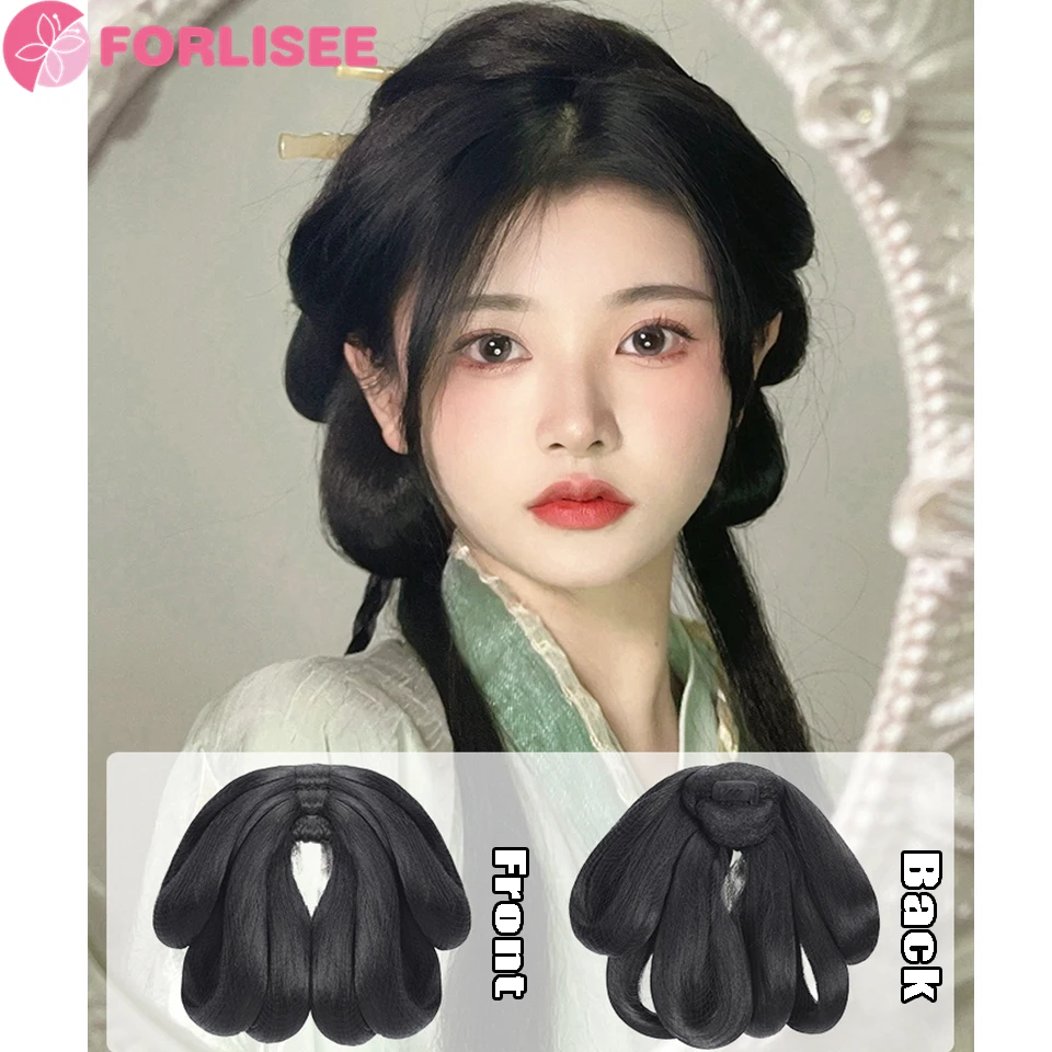 Synthetic Hanfu Wig Female Ancient Style Hair Bag Tang Style Ancient Costume Back Pressed Bun Party Role Play Daily Pad Hair Bag