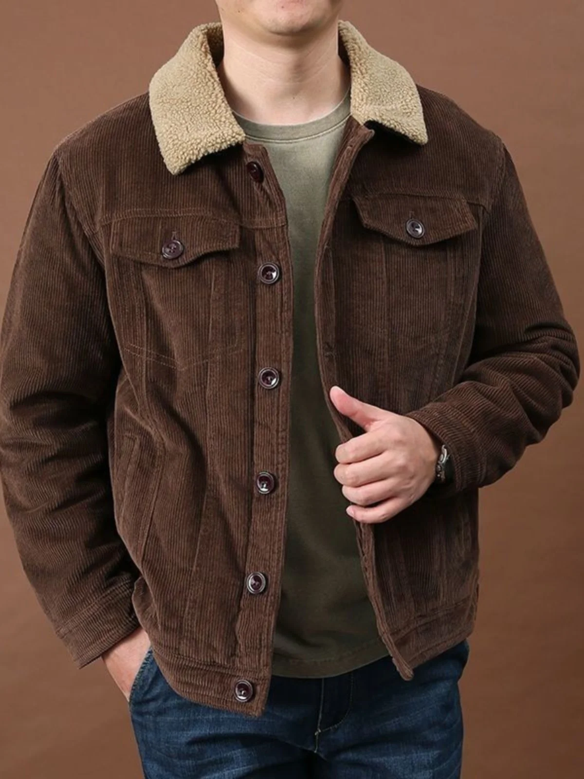 

Мужская хлопковая куртка на подкладке Thiened Fce, теплая свободная зимняя верхняя одежда, удобное хлопковое пальто большого размера, бархатный наряд