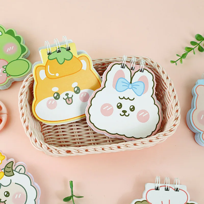 Cute Pet Special Shaped Coil Notebook Cartoon Animal Simple Word Horizontal Line Portable Pocket Notepad Student School Supplies