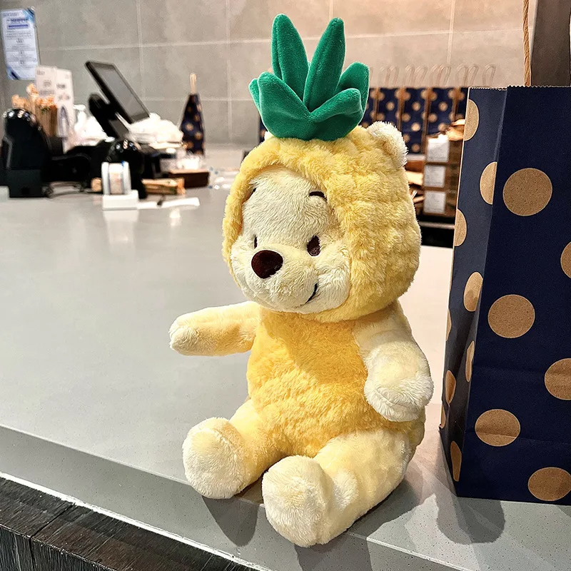 Disney Winnie Bear Pineapple Shaped Doll Cartoon Stuffed Toy Puff Puff Bear Pillow Birthday Gift