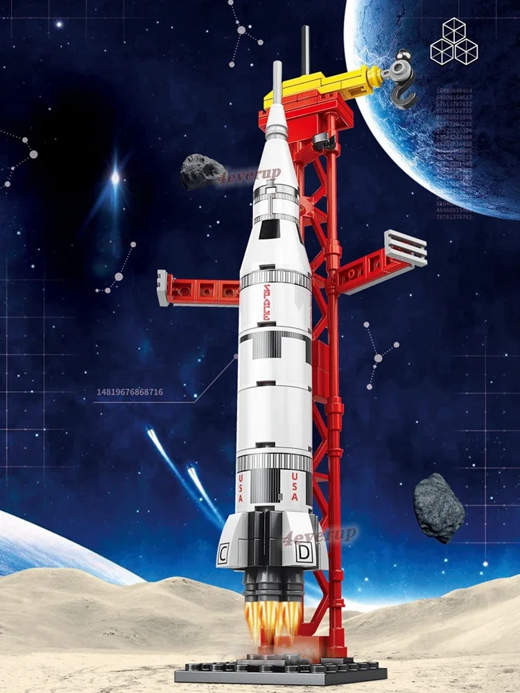 MOC Mini Aviation Manned Rocket Model Building Blocks Space Aerospace Station Bricks City Construction Toys for Children