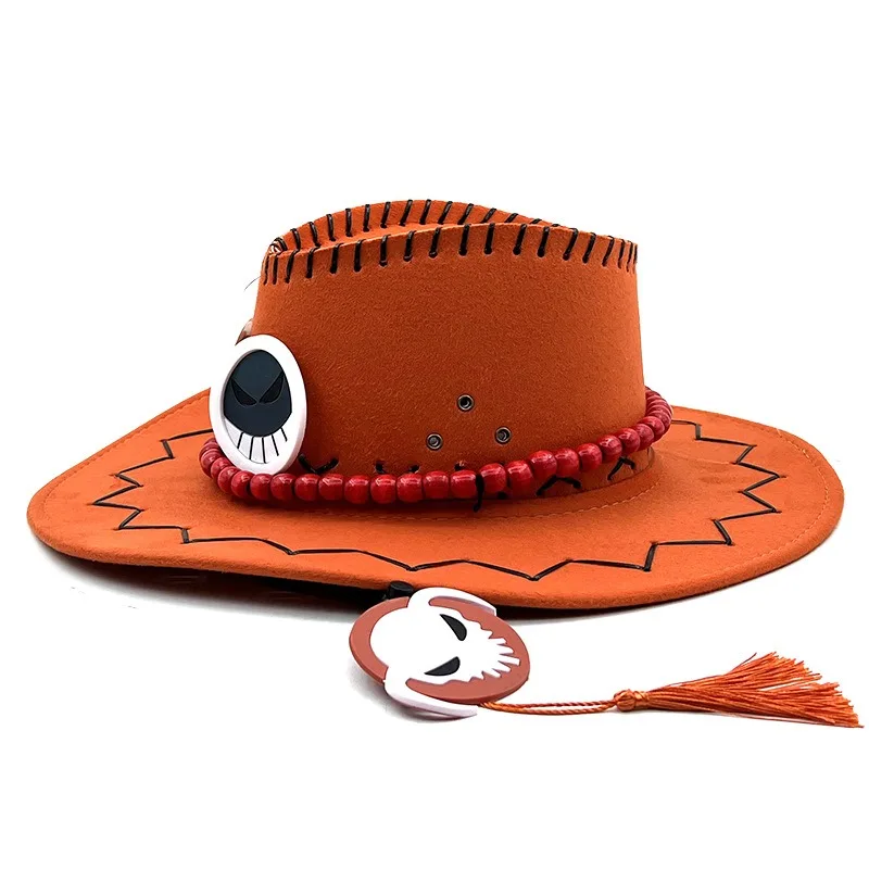 One Piece Ace Cappello da cowboy Anime Portgas D Costume cosplay Puntelli Berretto Divertente Cappelli da cowgirl Copricapo Moda Casual Sunbonnet Cap Regalo
