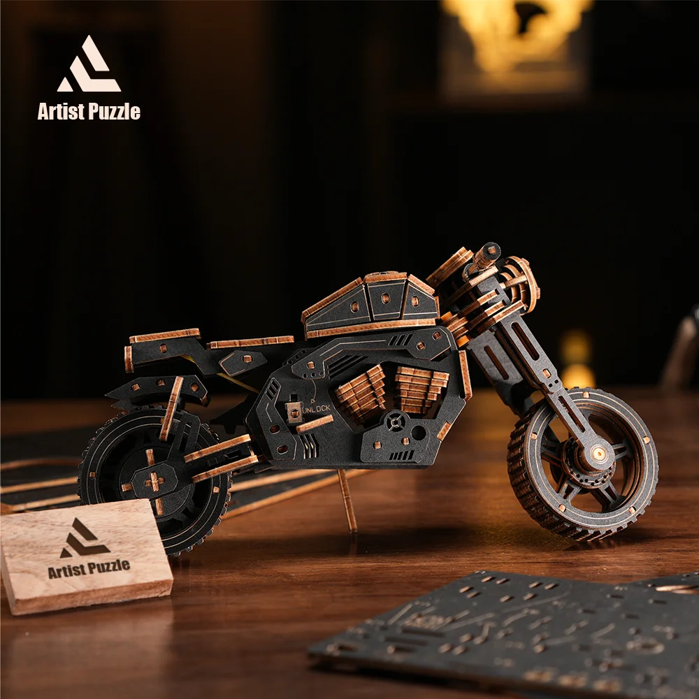 Puzzle in legno Kit 3D modello di blocco di costruzione fai da te giocattoli fatti a mano decorazione della scrivania in legno Puzzle di moto artigianali miglior regalo per adolescenti