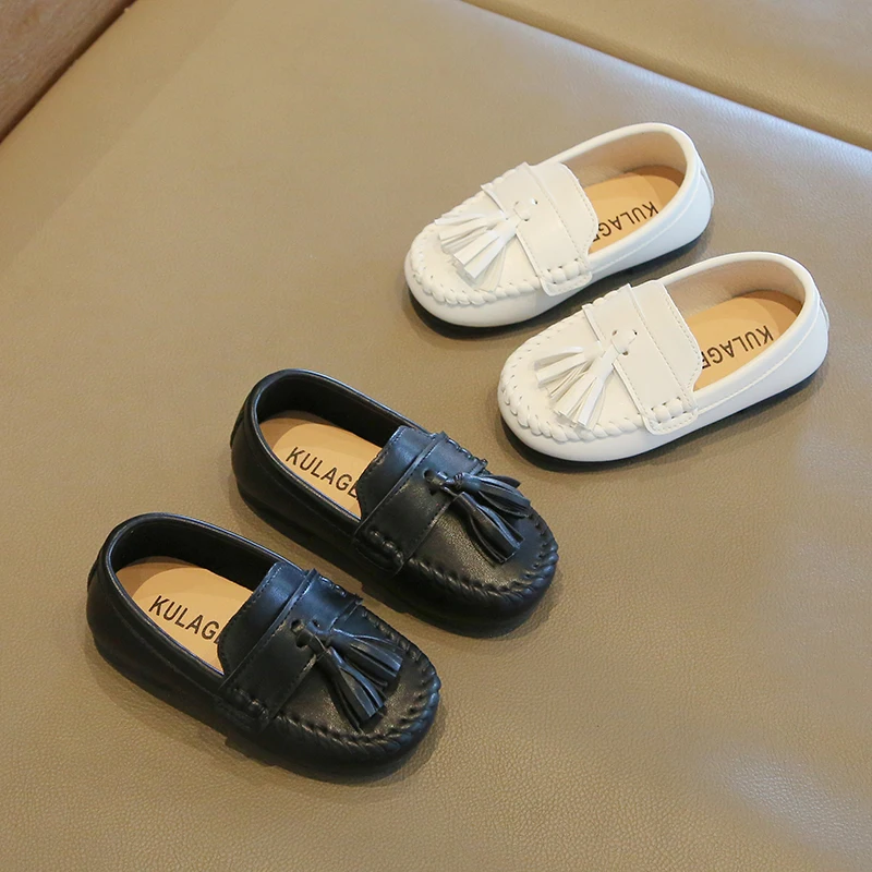 

Детские нескользящие лоферы на плоской подошве, весенне-осенние модные декоративные туфли с кисточками для отдыха, нескользящая обувь с низким берцем на мягкой подошве