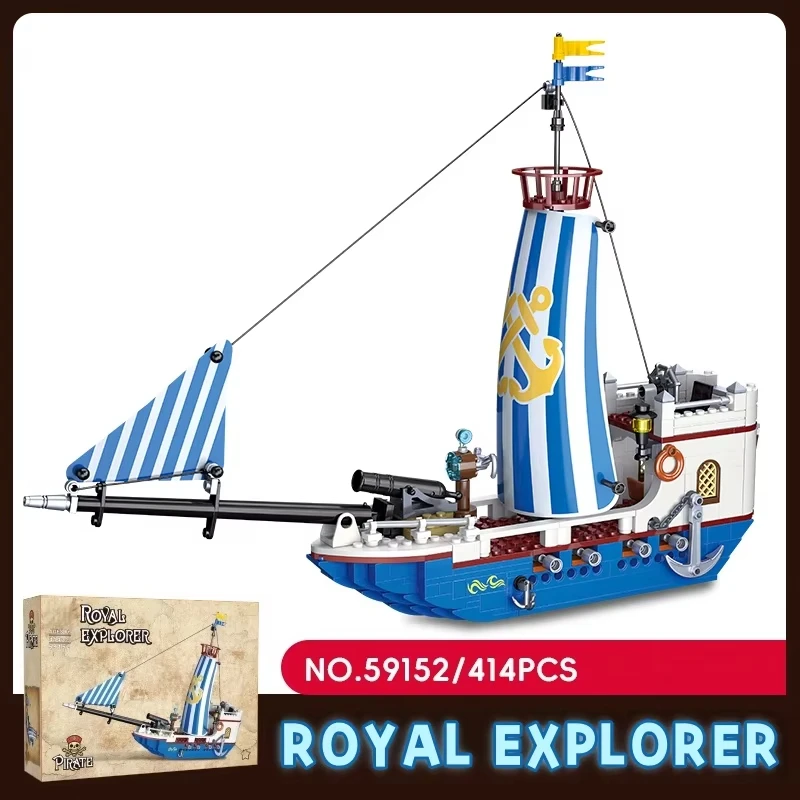 Retro Age of Navigation: Single Mast Sailor Block-model met displayornament met hoge simulatie van houttextuurcollectie