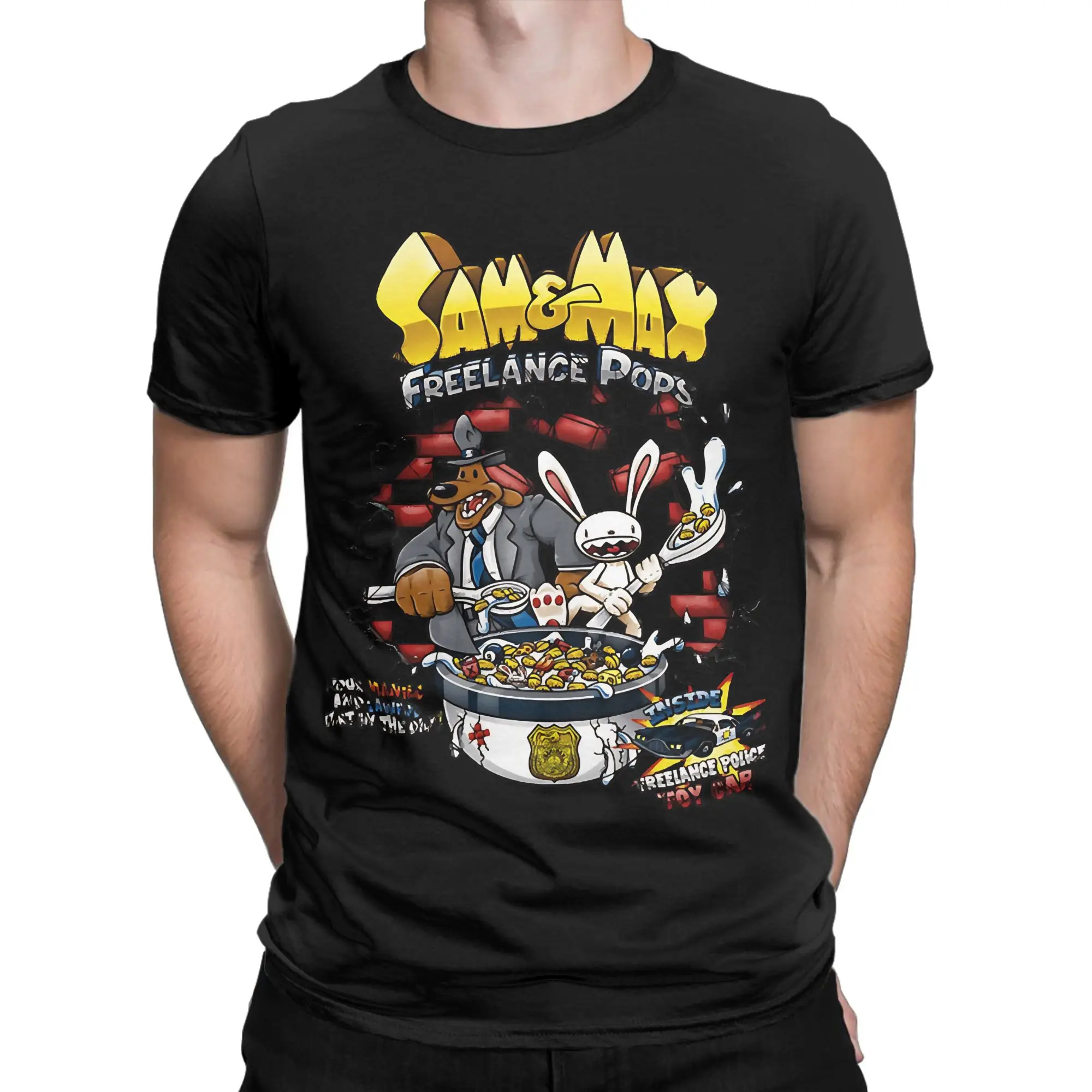 Sam & Max Freelance Pops Funny 100% Cotton T-Shirt Sam And Max Hit the Road Tees Tops For Men