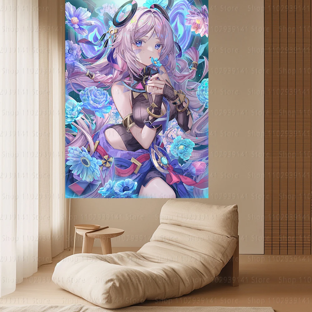 90x150cm Anime Genshin Impact Citlali veya Servies®Ob Tapisserie Kawaii Dekorieren Wandteppich Niedliche Geschenkflaggen hängende Bilder