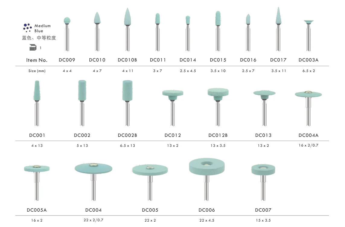 LODDEN Dental Keramik Diamant Polierer DG001 - DG017 Zahnarzt Labor Schleifsteine Medium für Zirkonoxid Porzellan Schleifwerkzeuge – Detail 1