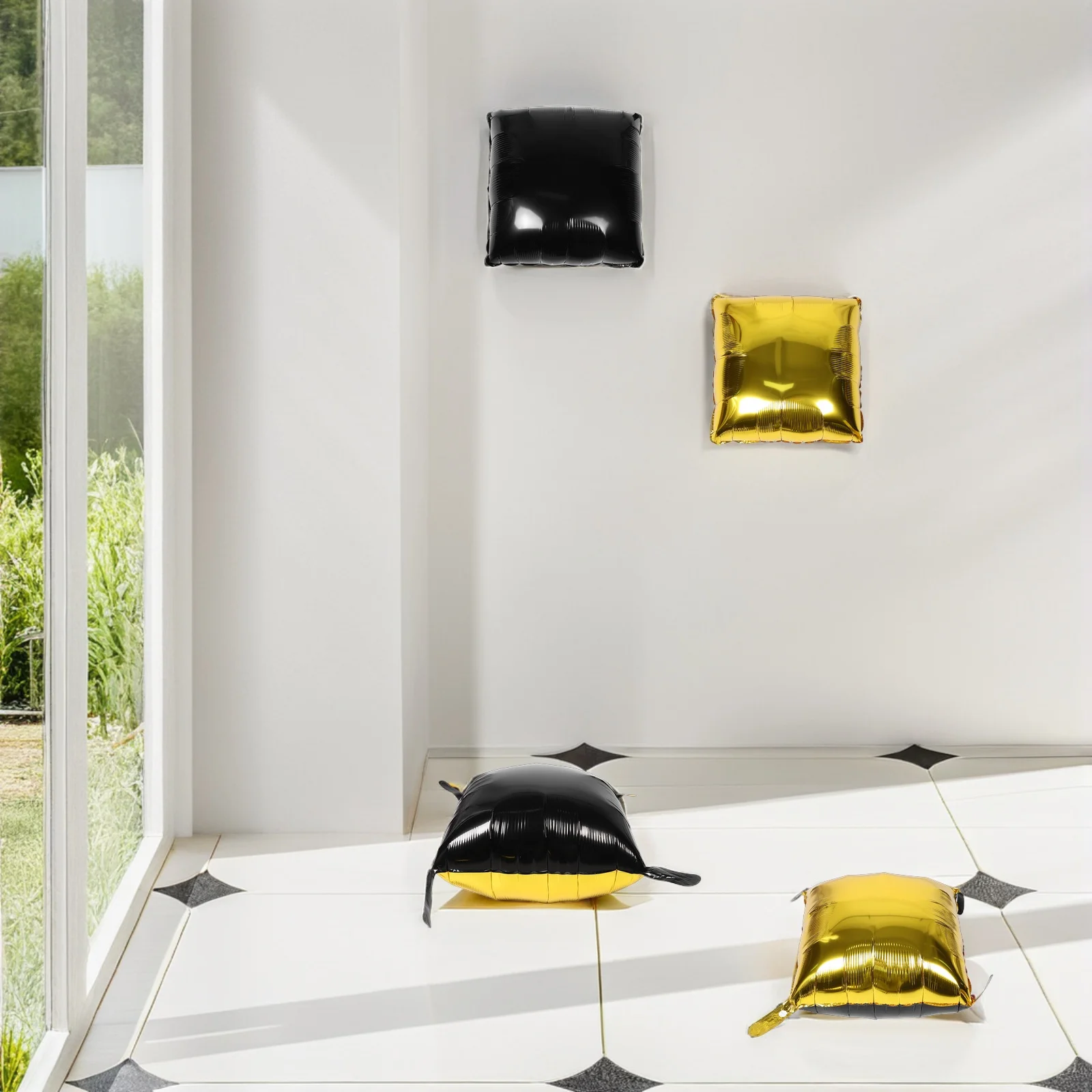 

25Pcs Square Foil Balloon Backdrop Double Sided Stable Strap Design Perfect for Wedding Birthday Baby Shower Party Decorations