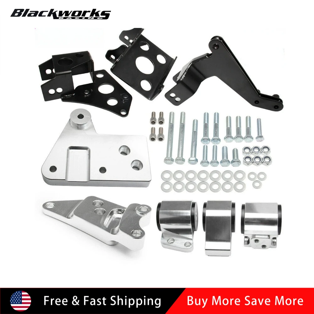 

Engine Mount Bracket for K-Swap EK Chassis 96-00 Honda Civic K20 K24 K-Series Silver/black