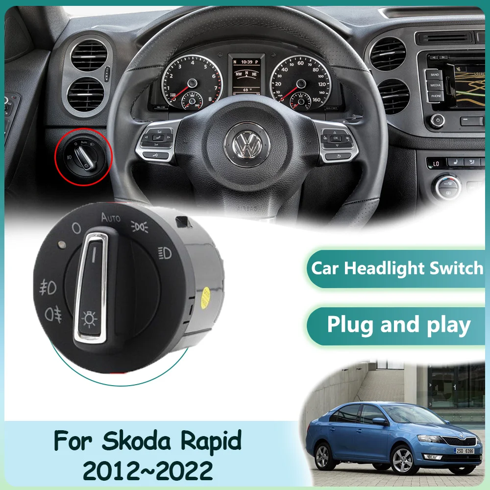 

Для Skoda Rapid Volkswagen Polo 2012 ~ 2023 2013 2014 2015 2016 2017 2018 2019 2 передняя фара автомобильный переключатель автомобильная автоматическая фотолампа с встроенным датчиком освещения аксессуары для интерьера