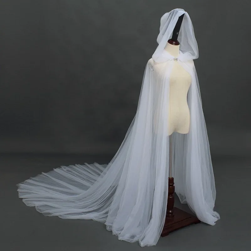 

Halloween Gauze Adult Retro Devil Death Hooded Vampire Bride Cape Women's Wedding Bridal Spot Cloak Mesh Gauze Witch Outfit