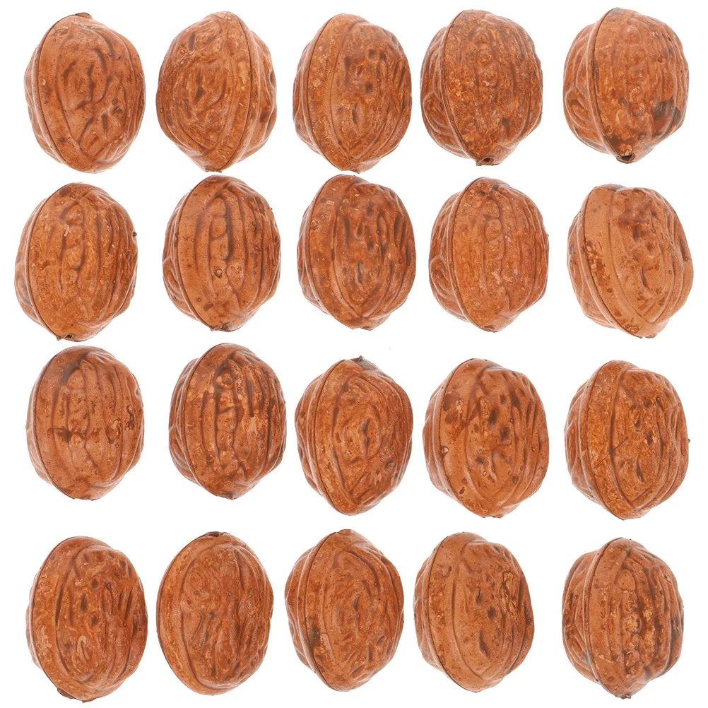 50 Pcs Faux Nuts Artificial Walnut Fake Walnuts Realistic Chestnut Plastic Decoration Home