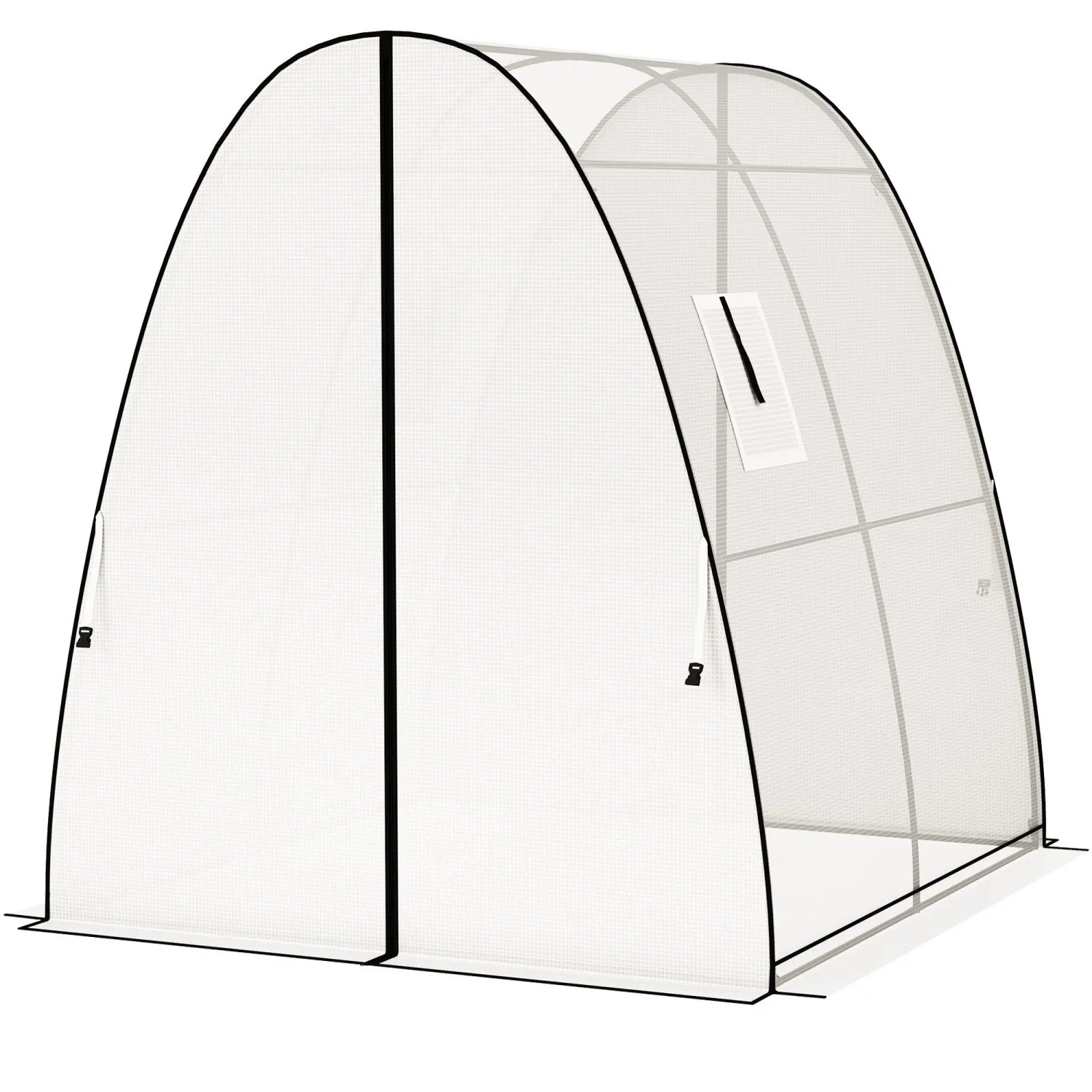 

Outsunny Tunnel Hoop House Greenhouse with Sandbags and Hemmed PE Cover, 2 Doors and Screen Windows, 6' x 6' x 6.6', White