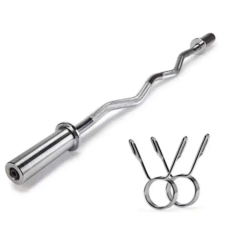 Unisex 2.2m Steel Chrome Plated Durable Home Use Barbell Bar with 4 Bearings Weightlifting Bar