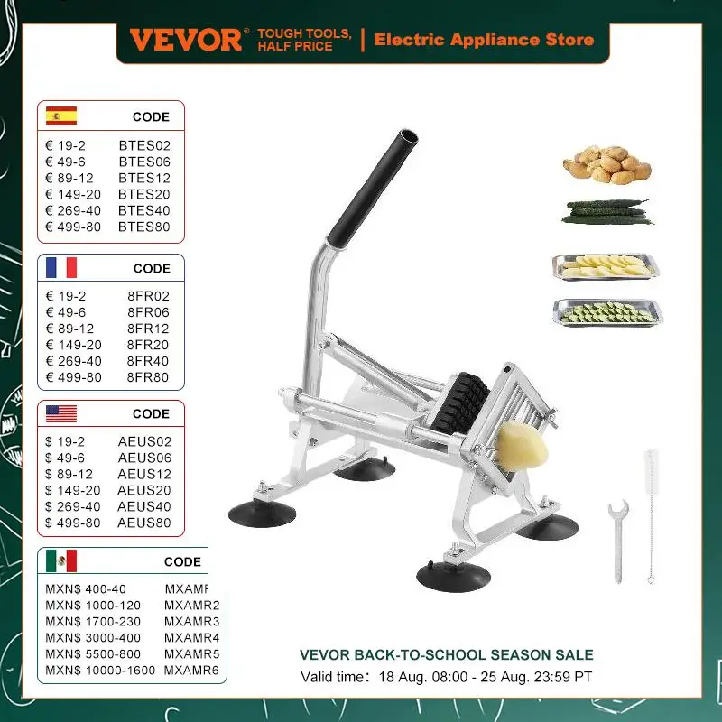 VEVOR Commercial Vegetable Slicer 3/8 In Fruit Slicer Stainless Steel and Aluminum Alloy Vegetable Cutter Slicer Machine Slicer