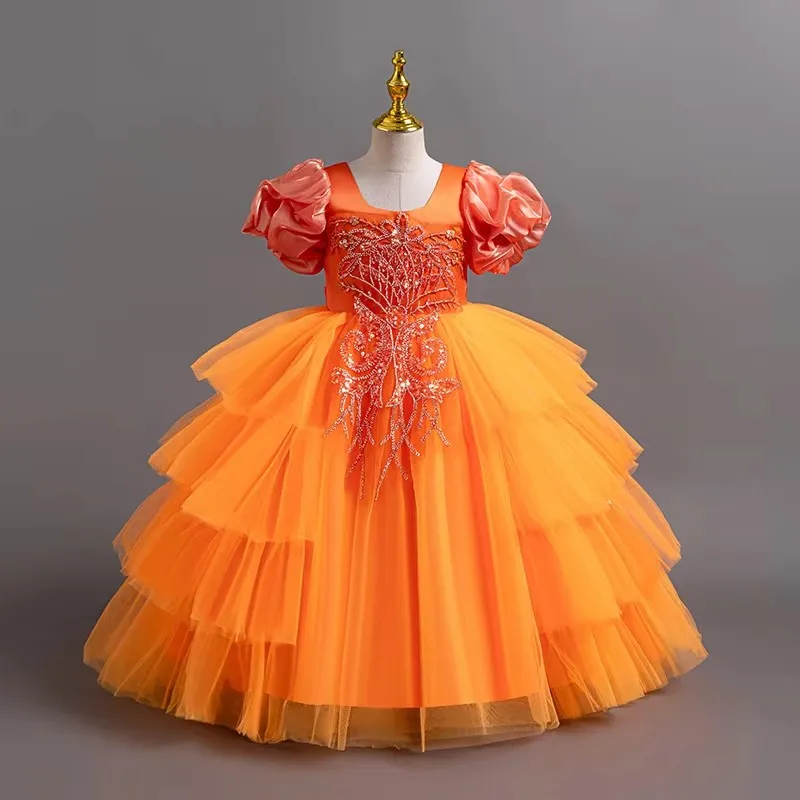 

Princess Ball Gown Dress Kids Flowers Girls Dresses For Weddings birthday Party Evening Dress First communion dress