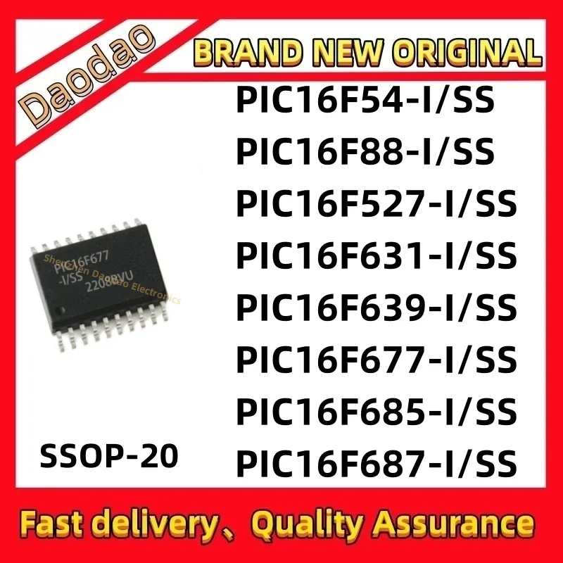 Quality Brand New PIC16F54-I/SS PIC16F88 PIC16F527 PIC16F631 PIC16F639 PIC16F677 PIC16F685 PIC16F687 IC Chip 20-SSOP