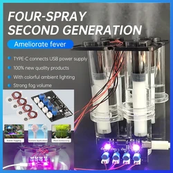 DC5V four spray second-generation humidifier with colorful ambient lighting, DIY atomization control board, ultrasonic atomizer