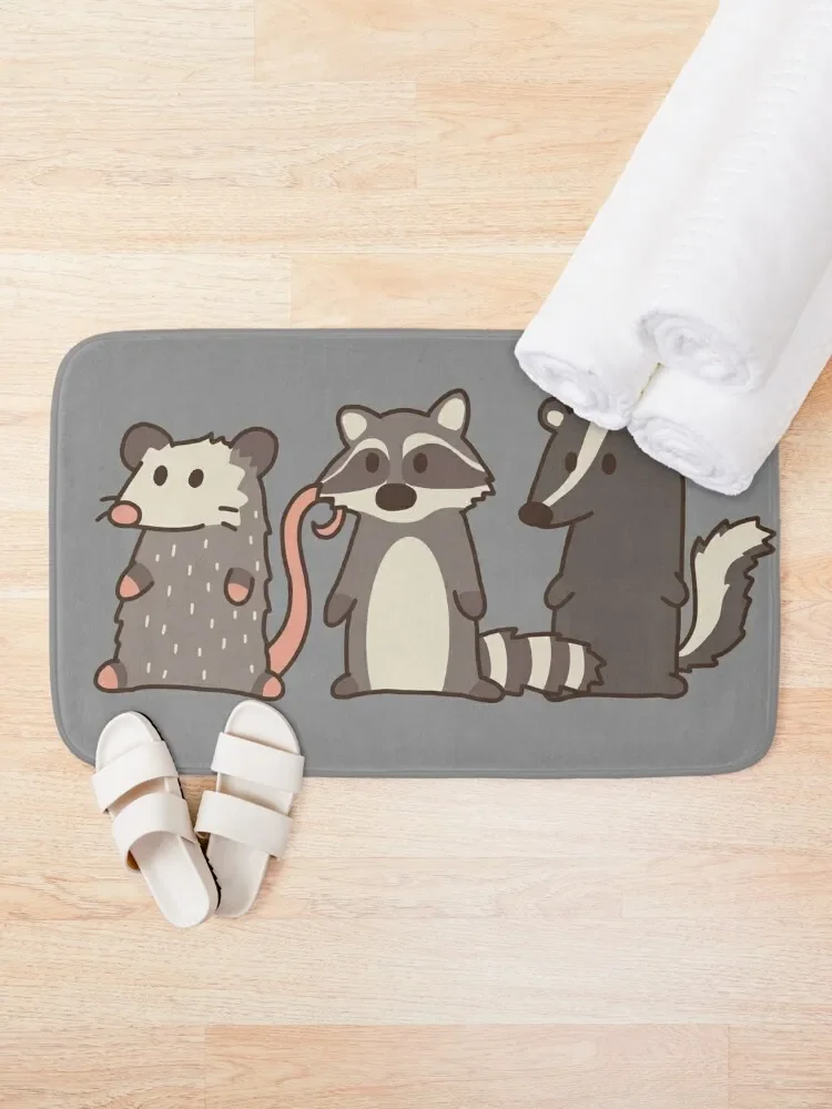 raccoon, opossum & skunk woodland friends Bath Mat Entrance Doormat Floors For Bathroom Wc Bathroom Deco Mat