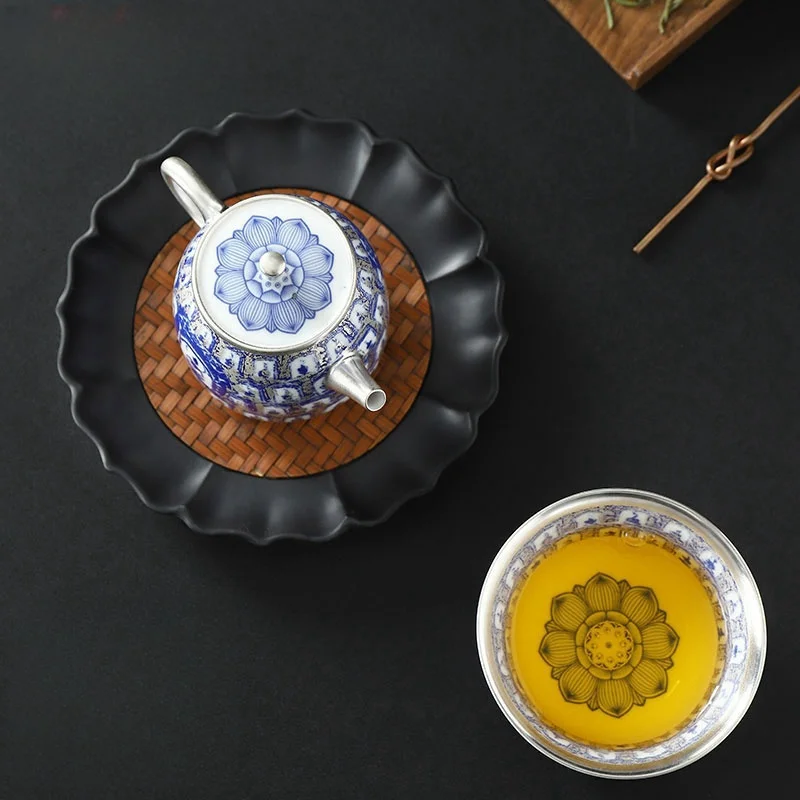 160ML Ceramics Gilded Silver Buddhas Tea Pot, Kung Fu Tea Set, Household High end Tea Pot, Kettle Single Pot Gift Box