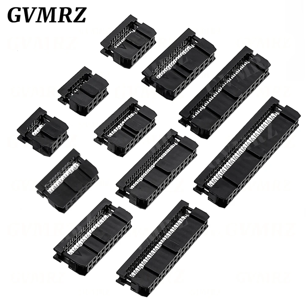 

10PCS/LOT 2.54MM Pitch 6 Position 8 10 12 14 16 18 20 24 26 30 34 40 Pin Female IDC Socket IDC Connector Ribbon Cable